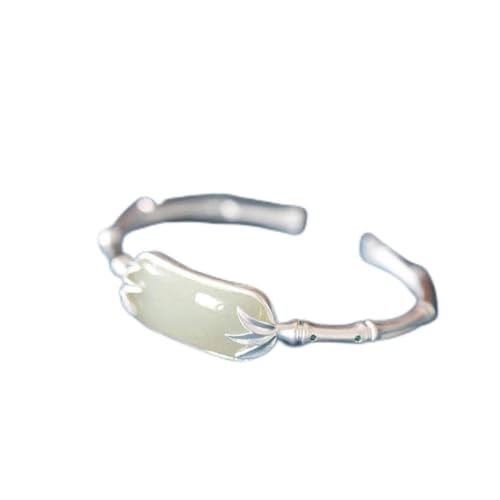 Bracelet vintage en argent S925 et zircon avec pendentif jade blanc