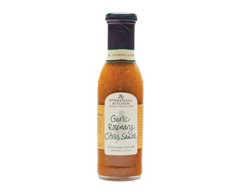 Stonewall Kitchen Garlic Rosemary Citrus Sauce, 330 ml – Salsa suave y fresca para barbacoa con ajo y romero, perfecta para pescados y mariscos