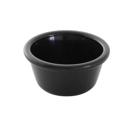 FSE PL537BL1 Ramekin, 3 oz., 3-1/8" Dia., Round, Smooth, Dishwasher Safe, BPA Free, Plastic, Black, Pack of 12