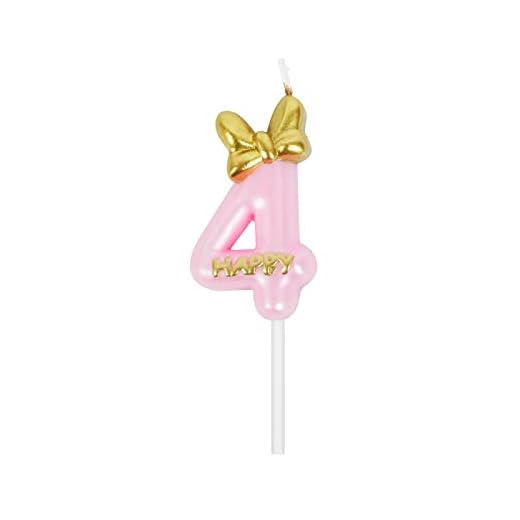 Velas Cumpleaños Rosa Niña Lindo Velas Cumpleaños Detalles Números 4
