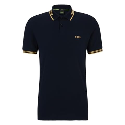 BOSS Navy and Gold Short Sleeve Polo Shirt Cover