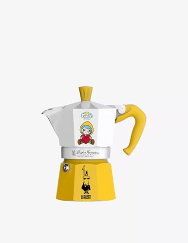 Image of Bialetti Moka Express Iconic Italian Stovetop Espresso Maker (White /Yellow, 3 Cups)