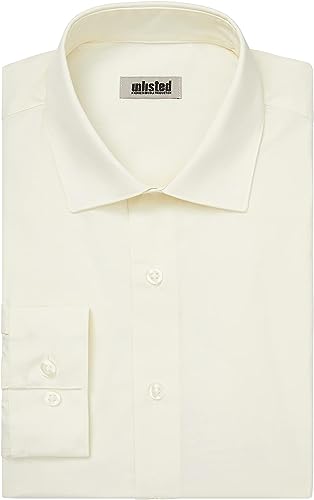 Image of Kenneth Cole REACTION Unlisted Men's Slim Fit Solid Cotton Spread Collar Full Sleeves Formal Dress Shirt