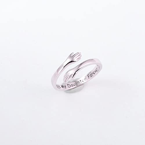 925 silver I love you engraved hug ring sterling silver adjustable hugging hand ring for mother daughter sister3