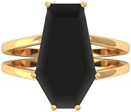 Black Coffin Ring |925 Sterling Silver Ring | Handmade Silver Ring | Gemstone Ring | Engagement Ring | Statement Ring | Gift For Her (6.5, Gold)