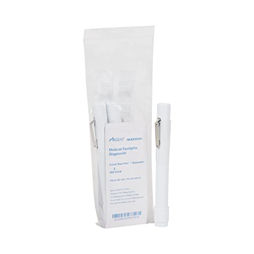 McKesson Medical Penlights for Nurses and Medical Professionals, Disposable Diagnostic Penlight, Cobalt Blue - Disposable 4.5 inch, 1 Count, 3 Packs, 3 Total