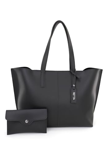 Bolsa Feminina Sacola Grande Com Necessaire Retta (PRETO)
