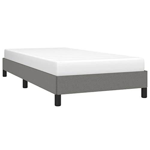 vidaXL Cadre de Lit Sommier à Lattes Lit Rembourré Cadre à Lattes Lit Simple Adulte Meuble de Chambre à Coucher Intérieur Gris Foncé 100x200 cm Tissu