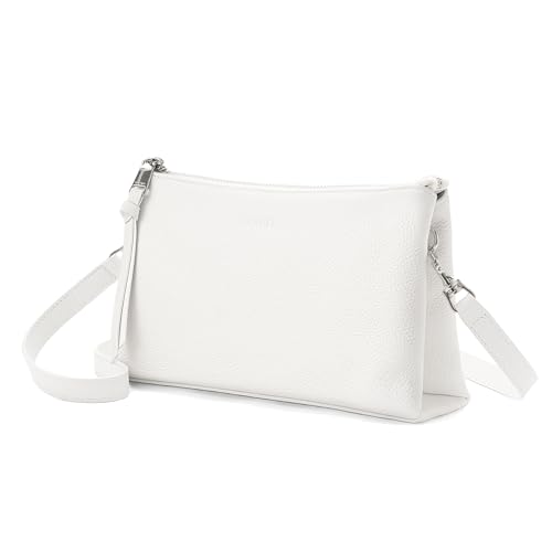 befen White Genuine Leather Crossbody Purse