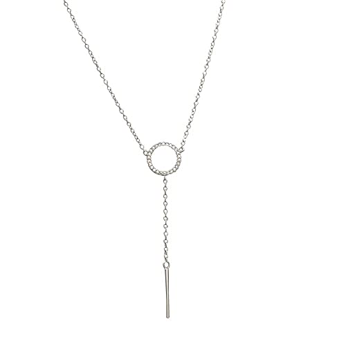 s925 sterling silver naszyjnik naszyjnik z cyrkonią okrągły wisiorek łańcuszek do obojczyka uniwersalne proste akcesoria
