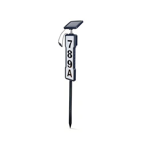SEPRQUCO Solar House Numbers for Outside, Auto On/Off Solar Address Sign, Waterproof, Wireless Address Light for Yard Garden Exterior Decor, Clear Visible for EMS/Fire/Ambulance/Police