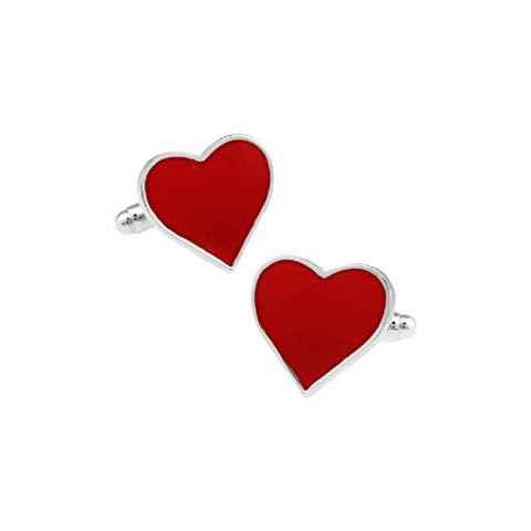 MRCUFF Heart Engagement Valentine's Day Red Pair Cufflinks in Presentation Gift Box & Polishing Cloth Cover