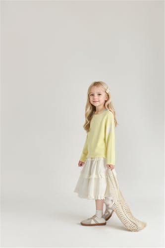 Girls Color Block Pullover Sweaters Kids Oversized Fashion Knit Sweater Clothes,Yellow2