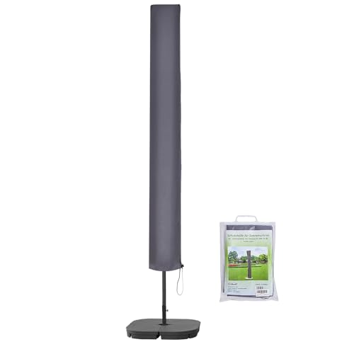 OULE GmbH Funda para Sombrilla con Varilla, Cubierta para Sombrilla de Jardin, Funda de Parasol con Cremallera, Funda Impermeable para Sombrilla de Jardín de 2 a 4 m（Gris 250cm*32/40cm）