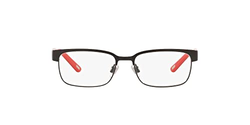 Polo Prep PP8036 Eyeglass Frames, Matte Black with Shiny Black On Red/Demo Lens, 46 mm