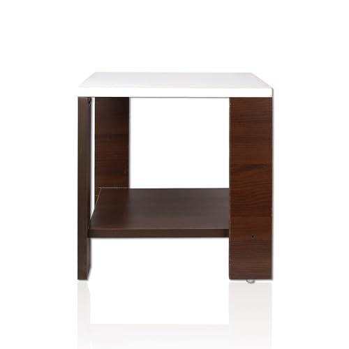 Image of SBF Furniture Small Wooden Side Table with Storage Shelf - 40x40 cm End Table Nightstand - Bedside Table for Bedroom, Living Room, Office - Modern, Durable, Easy-to-Clean Furniture