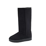  tinbarry Schneestiefel Damen Plüsch Gefütterte Winterschuhe Warm Schlupfstiefel wasserdichte Ankle Boots Solide Farbe Futter Samt rutschfest Boots Wildleder Flache Schuhe