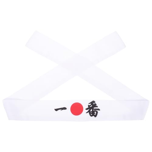 TIDTALEO Breathable White Cotton Japanese Style Headband for Karate and Exercises, Portable Chef Accessory Headband Suitable for Sports and Cooking