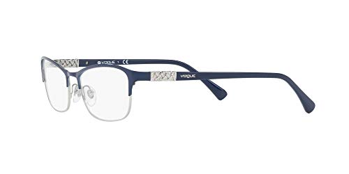 Vogue Eyewear Women's Vo4057B Rectangular Prescription Eyeglass Frames, Top Blue/Silver/Demo Lens, 52 Mm #TOP2