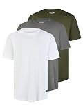JACK & JONES JJENOA - Camiseta de corte largo para hombre, 100% algodón orgánico, corte regular, paquete de 3 unidades, cuello redondo, manga corta, verano, orgánico, camiseta básica, color negro
