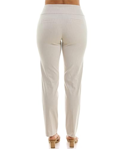 Zac & Rachel Women's Millennium Fabric Pull-On Slim Leg Pant, Heathered Cream, 104