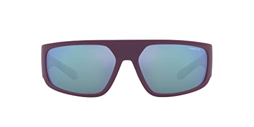 Arnette Men's AN4304 Heist 3.0 Rectangular Sunglasses, Matte Purple/Light Grey Mirrored Blue, 63 mm