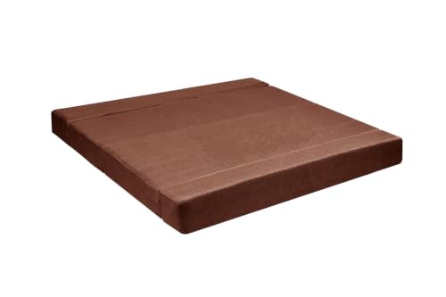 Image of Los Angeles Foldable Four Seater Sofa Cum Bed, Sofa Bed 6 X 6 Feet Jute Fabric Washable Cover Including Four Cushion Perfect for Living Room & Office, Bedroom - Brown Color