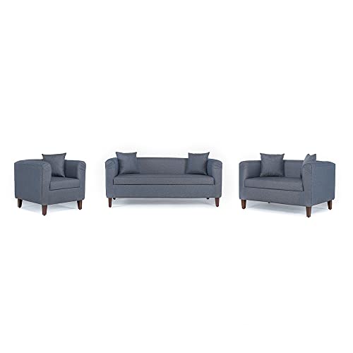Image of Wakefit Sofa Set | 3 Year Warranty | Sofa 6 Seater, 6 Seater Sofa for Living Room, Wooden Sofa Set, Sofa Set 3+2+1 Seater - Miami(Omega : Blue)