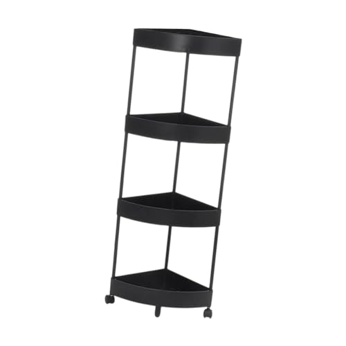 KESOTO Estante de Esquina con Ruedas para Baño Y Cocina, 4 Niveles Negros, Individual