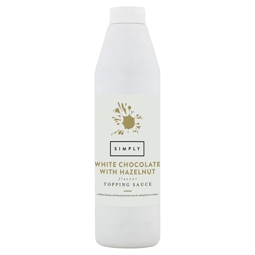 Simply White Chocolate with Hazelnut Flavouring Topping Sauce Ready to Use Dessert Sauce for Ice Cream Waffles Pancakes Coffee & Milkshakes (1 kg)