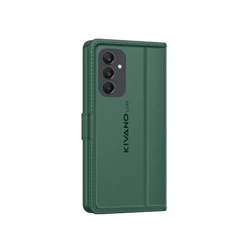 Image of KIVANO LUXE Compatible for Samsung F36 5G / Samsung M36 5G Luxury Handmade Leather Magnetic Flip Folio Case | Card Holder & Kickstand | Slim Protective Cover | Unisex - Green