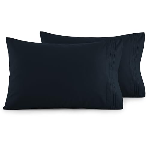 Image of Elegant Comfort Luxury Ultra-Soft 2-Piece Pillowcase Set 1500 Thread Count Egyptian Quality Microfiber Double Brushed-100% Hypoallergenic-Wrinkle Resistant, California King, Black