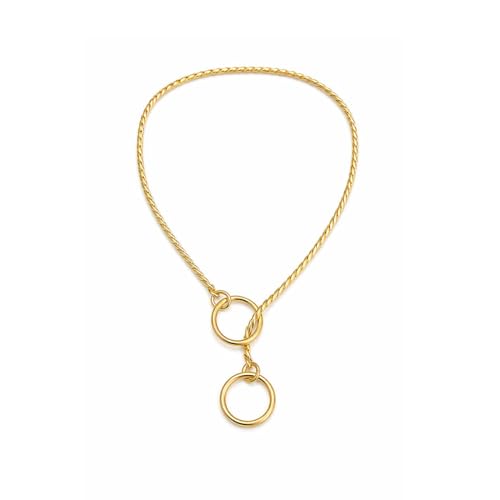 Image of Heavy Duty Choke Swivel Metal Dog Chain - Durable Training Collar with Strong Links & 360 Swivel for Medium & Large Dogs (Snake Chain 40cm /3 MM - Golden)