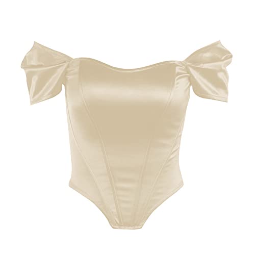 Leomoste LEYF-220129110S-02L Women’S Satin Silk Bustier Off Shoulder Corset Crop Top Slim Fit Clubwear Rave Tube Top Cami thumb #5