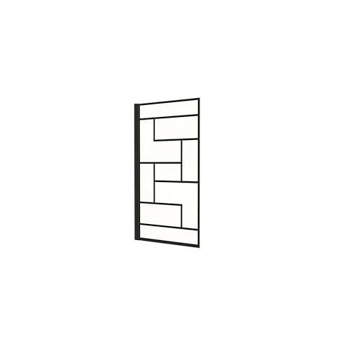 AICA Mampara de Bañera Serigrafiada de línea negra con Perfil Negro Mate Abatible 1 Hoja Cristal Templado 6mm Tamaño:(780-800) x1400mm