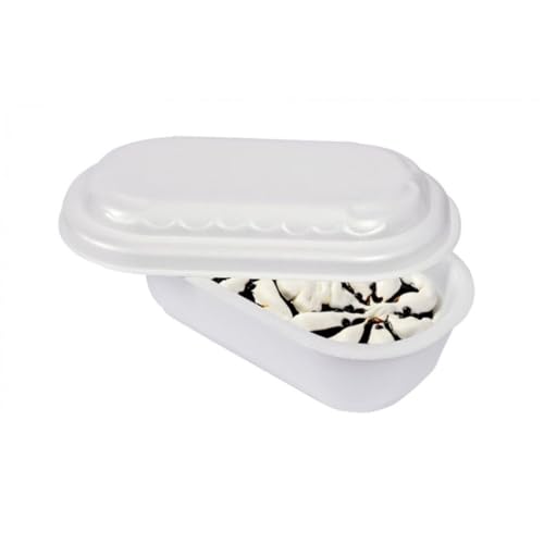 SHOBI Vaschetta Gelato con Coperchio in Polistirolo, Contenitore Termico per Alimenti (20, 750 CC)
