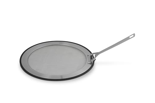 LE CREUSET Couvercle Anti-projections, 26-30 cm, Inox 3-ply, Avec Pourtour en Silicone Antidérapant, Poignée Rabattable, Argenté,