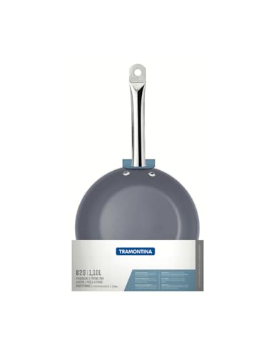 Frigideira Rasa Tramontina Professional Em Aço Inox Com Fundo Triplo E Revestimento Interno Cerâmico Grafite 20 Cm 1,1 L
