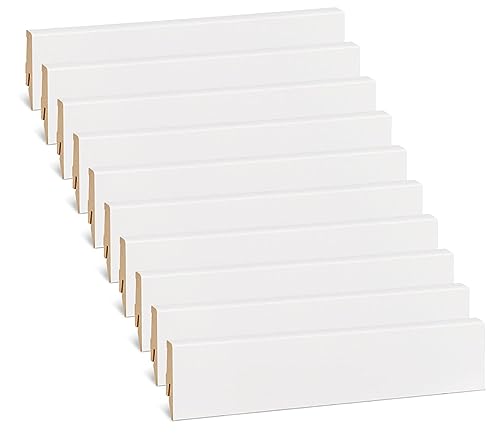 Vorteilspack 96 Meter Sockelleiste Mega – Weiß folierte MDF Fußbodenleiste KGM – Maße: 2400 x 16 x 58 mm – 40 Stück