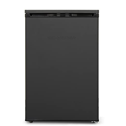 SCHNEIDER Frigorífico Sobremesa de 109L, Congelador 4 Estrellas, Silencioso 39dB, Termostato Regulable, Puerta Reversible, Bajo Consumo Energético, Descongelación Manual, Negro STTL112BE