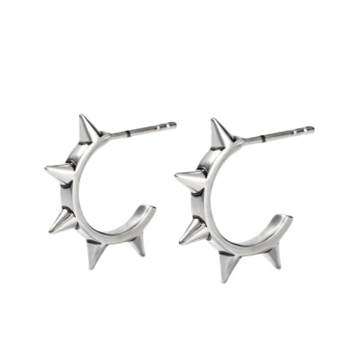 Jeulia Sterling Silver Hoop Earrings For Women Girls Men Hypoallergenic Spike Punk Stud Goth Rivet Awl Spike Piercing Hoop Earrings Wrap Personalized Punk Jewelry (Ultimate Spike) #TOP10