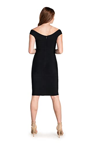 Image of Dress the Population Women's Maia Off Shoulder Low Neck Above Knee Bodycon Dress