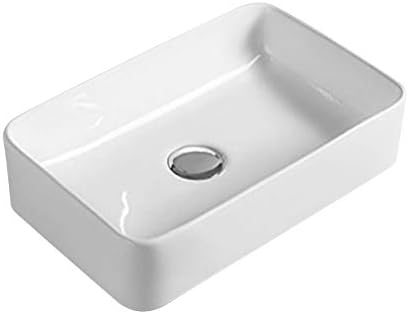 Nuie NBV179 Modern Rectangular Bathroom Counter Top Sink Basin, White