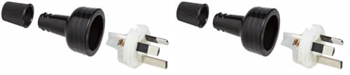 HPM 10A 3 Pin PVC Plug Top, Black (Pack of 2)