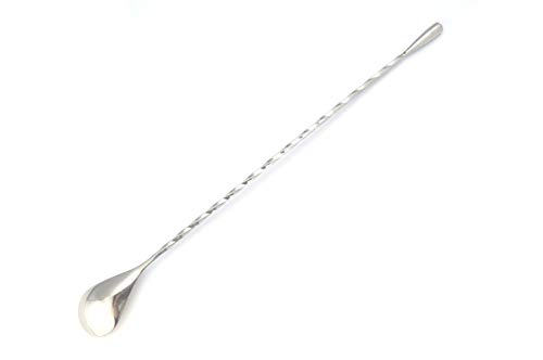 Cuillère à Mélange Teardrop pour Cocktails et Boissons – Cuillère de Bar Professionnelle 30 et 40 cm (Argent, 30 cm)