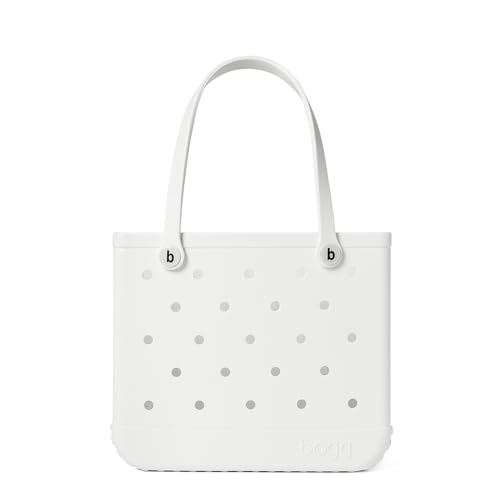 BOGG BAG - Medium Tote - For Shore White, White Buttons - 15in L x 5in W x 12.5in H - Beach, Pool, Boat, Work, Sports - All Purpose EVA - Lightweight, Washable, Durable