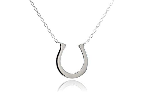 Dote Lucky Horseshoe Pendant Genuine .925 Sterling Silver Necklace 16-18 Adjustable Chain