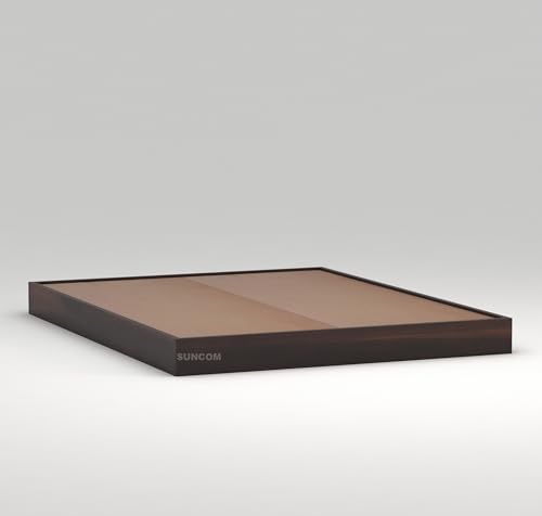 Image of SUNCOM Sheesham Wood Low Height Queen Size Bed Without Storage Wooden Double Bed Cot Palang for Bedroom Living Room Furniture (Walnut Finish)