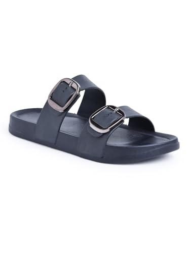 Image of Creattoes Women & Girls Comfort Slide Sandals | Triple Buckle Slip-On Flats | Soft Cushioned Anti-Skid Sole for Casual Wear | CR82