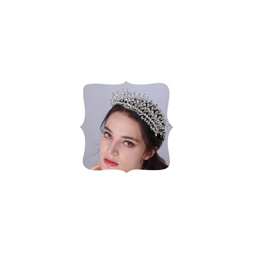 Tiara de perlas JWICOS y diadema de cristal plateado para novias